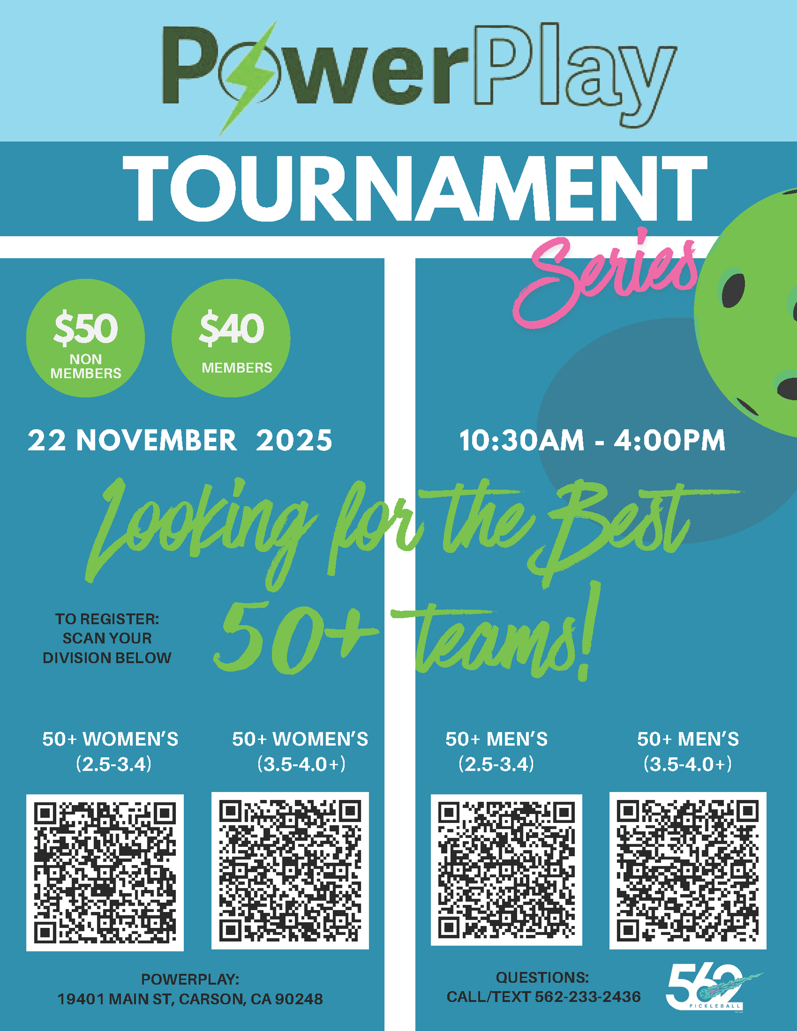 PowerPlay Pickleball Indoor 50+ Tournament